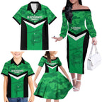 Townsville Rugby Custom Family Matching Off The Shoulder Long Sleeve Dress and Hawaiian Shirt Go Blackhawks Camouflage Pattern - Aussie Hoodie