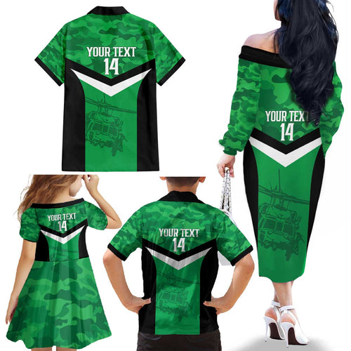 Townsville Rugby Custom Family Matching Off The Shoulder Long Sleeve Dress and Hawaiian Shirt Go Blackhawks Camouflage Pattern - Aussie Hoodie