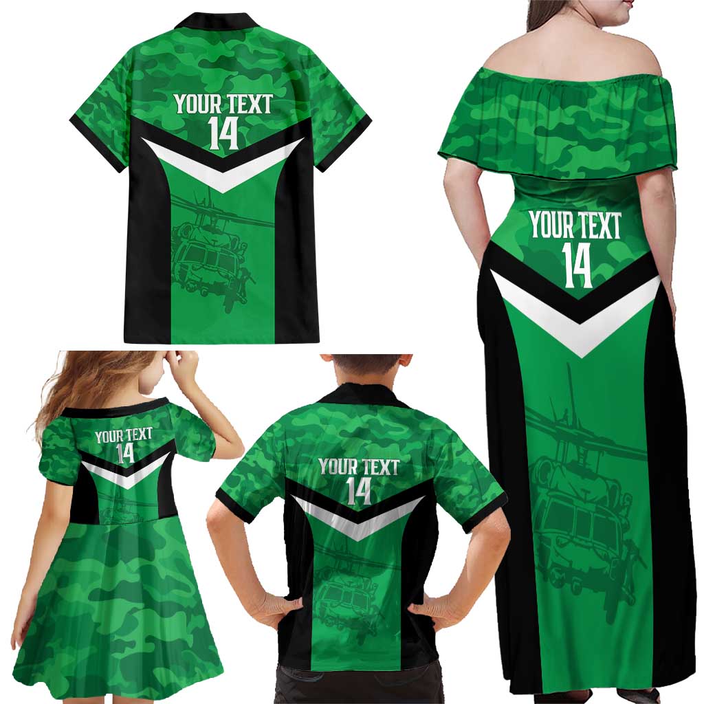 Townsville Rugby Custom Family Matching Off Shoulder Maxi Dress and Hawaiian Shirt Go Blackhawks Camouflage Pattern - Aussie Hoodie