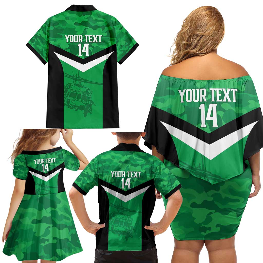 Townsville Rugby Custom Family Matching Off Shoulder Short Dress and Hawaiian Shirt Go Blackhawks Camouflage Pattern - Aussie Hoodie