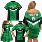Townsville Rugby Custom Family Matching Off Shoulder Short Dress and Hawaiian Shirt Go Blackhawks Camouflage Pattern - Aussie Hoodie