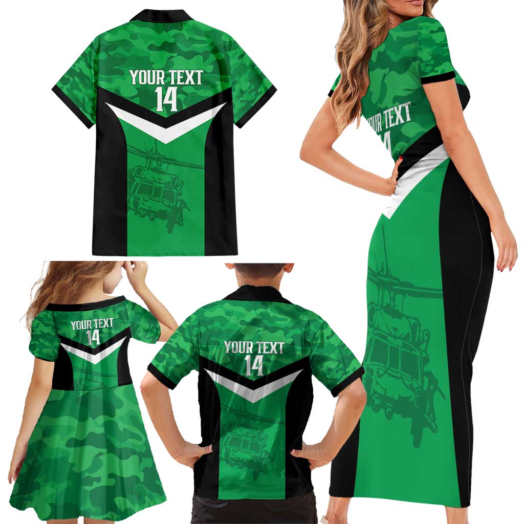 Townsville Rugby Custom Family Matching Short Sleeve Bodycon Dress and Hawaiian Shirt Go Blackhawks Camouflage Pattern - Aussie Hoodie