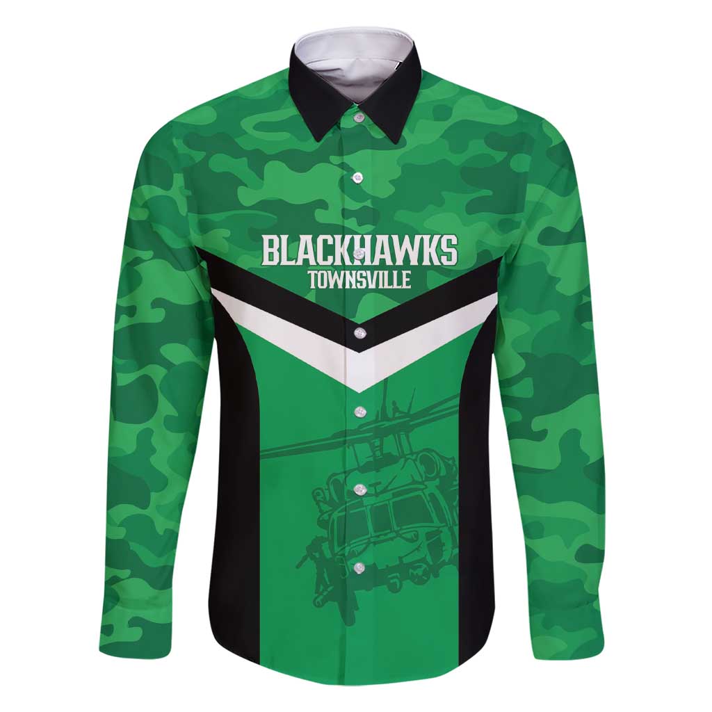 Townsville Rugby Custom Family Matching Short Sleeve Bodycon Dress and Hawaiian Shirt Go Blackhawks Camouflage Pattern - Aussie Hoodie