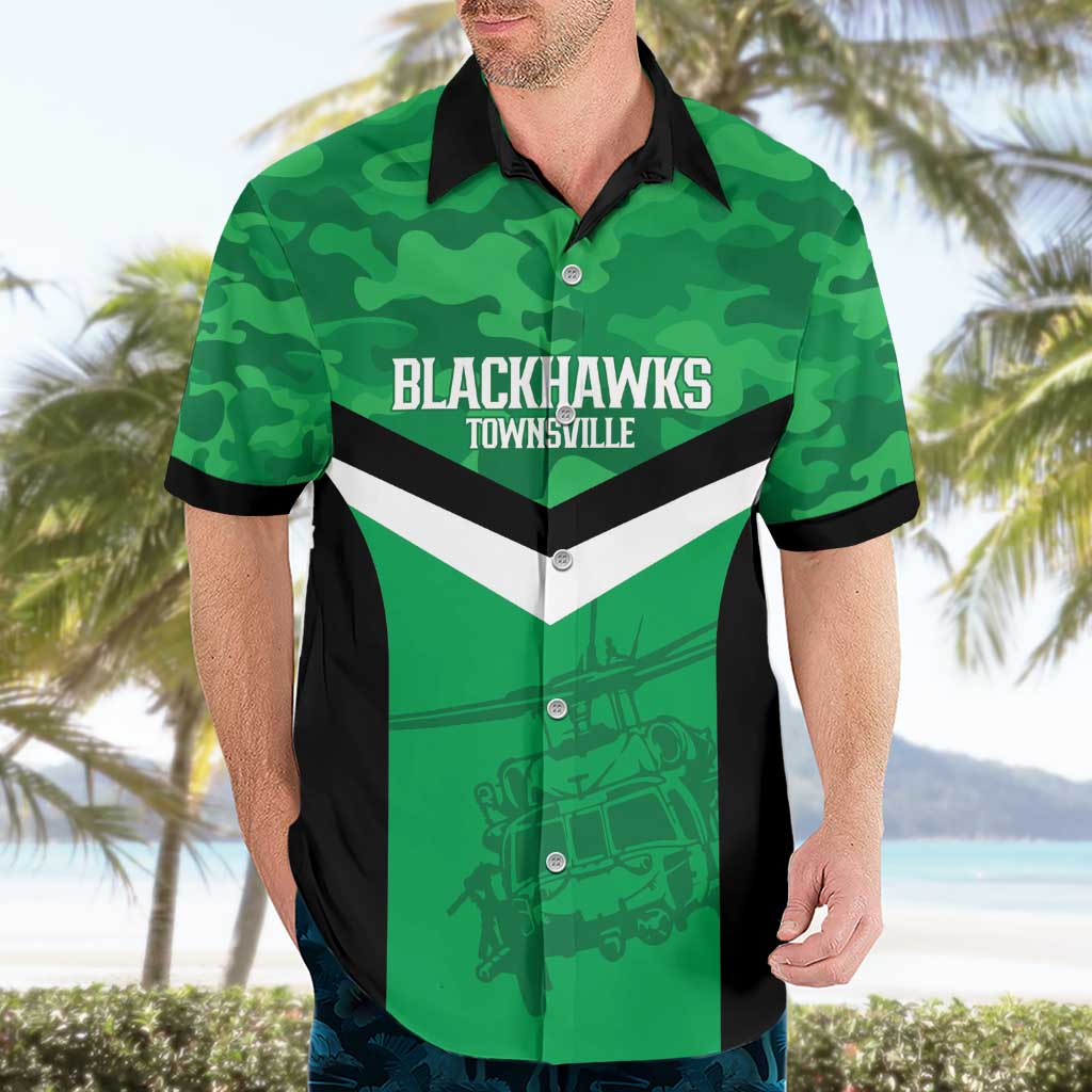 Townsville Rugby Custom Hawaiian Shirt Go Blackhawks Camouflage Pattern - Aussie Hoodie
