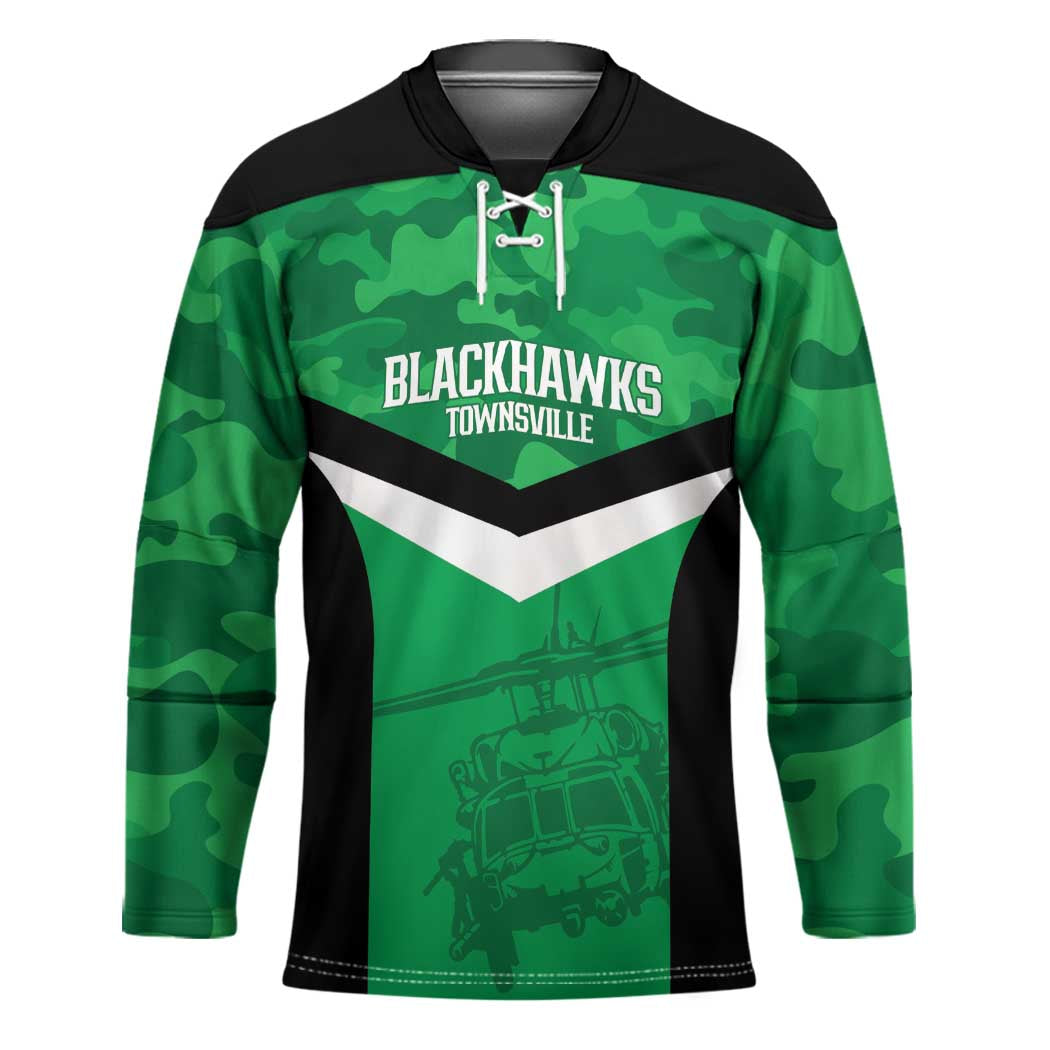 Townsville Rugby Custom Hockey Jersey Go Blackhawks Camouflage Pattern - Aussie Hoodie