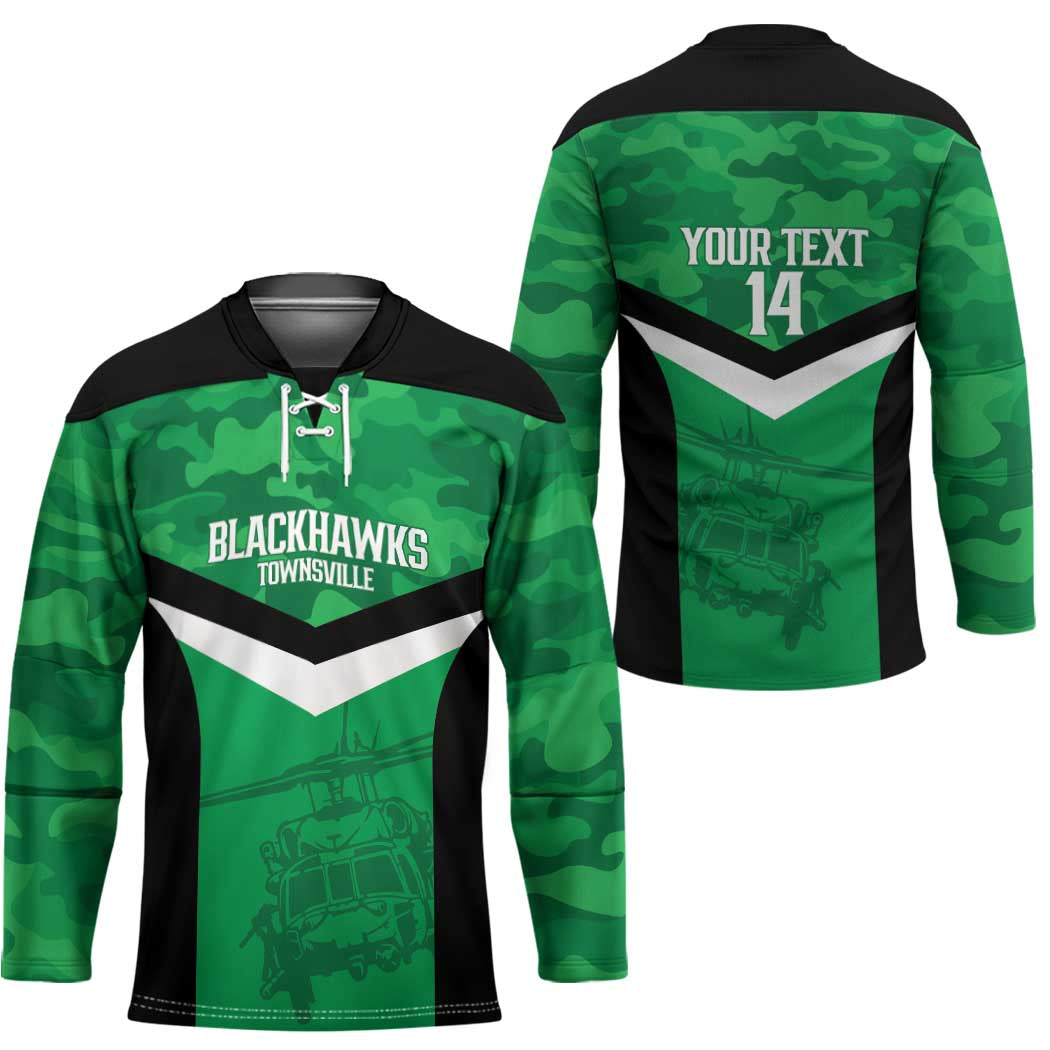 Townsville Rugby Custom Hockey Jersey Go Blackhawks Camouflage Pattern - Aussie Hoodie