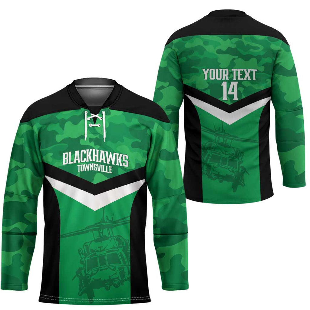 Townsville Rugby Custom Hockey Jersey Go Blackhawks Camouflage Pattern - Aussie Hoodie