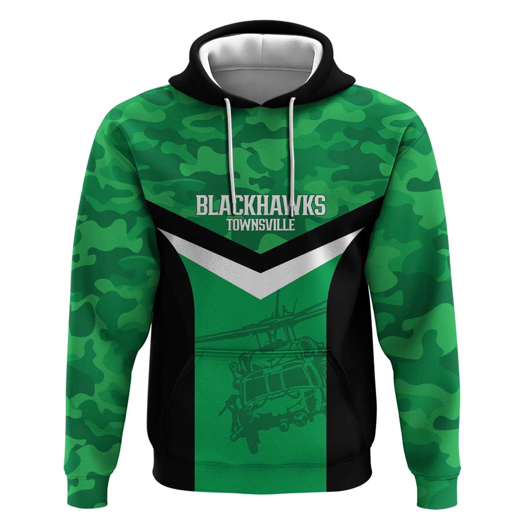 Townsville Rugby Custom Hoodie Go Blackhawks Camouflage Pattern - Aussie Hoodie