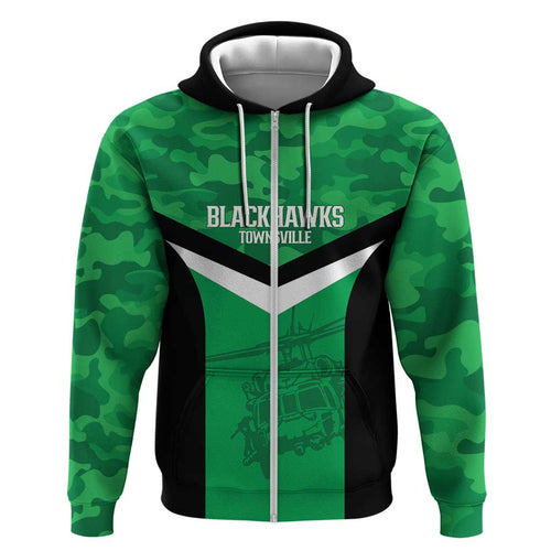 Townsville Rugby Custom Hoodie Go Blackhawks Camouflage Pattern - Aussie Hoodie
