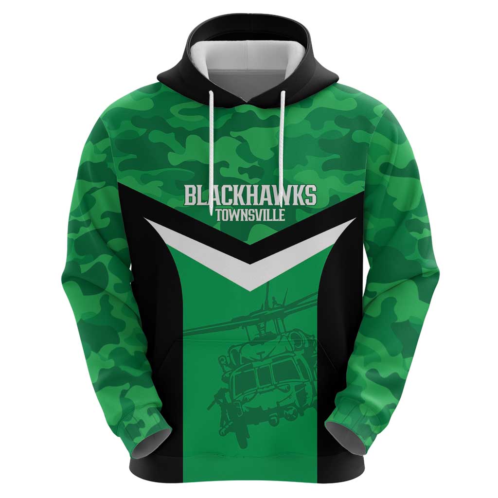 Townsville Rugby Custom Hoodie Go Blackhawks Camouflage Pattern - Aussie Hoodie