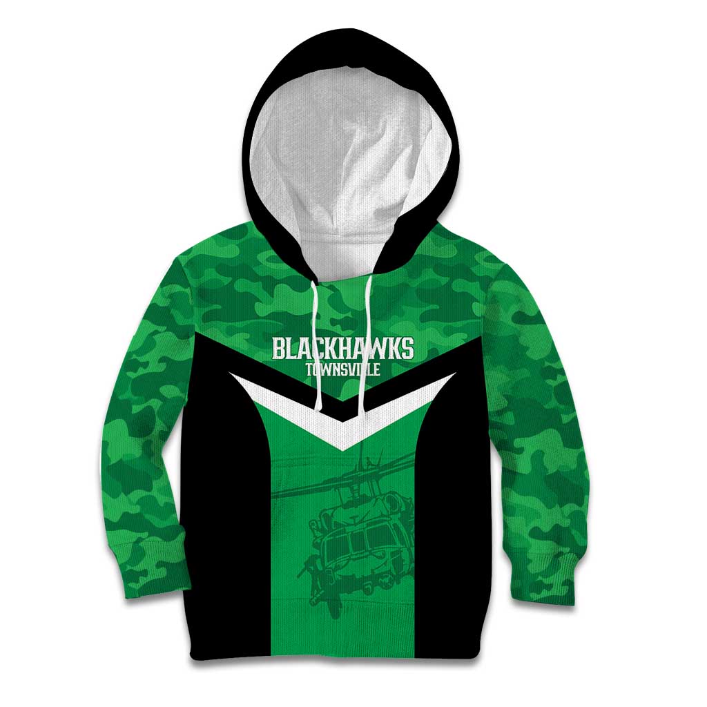 Townsville Rugby Custom Kid Hoodie Go Blackhawks Camouflage Pattern - Aussie Hoodie