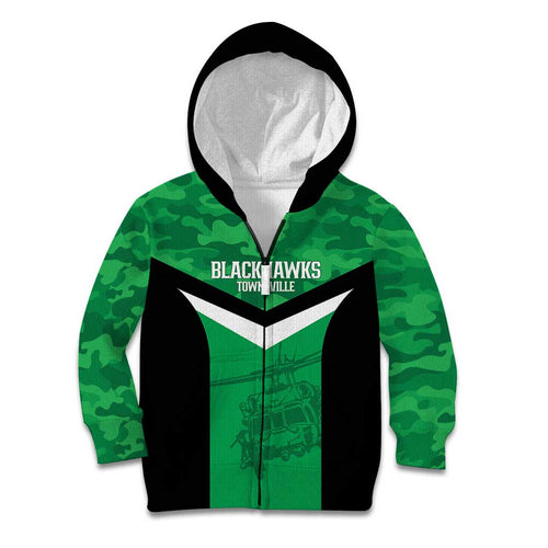 Townsville Rugby Custom Kid Hoodie Go Blackhawks Camouflage Pattern - Aussie Hoodie