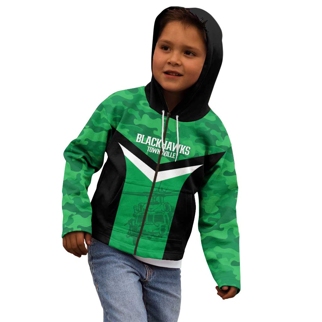 Townsville Rugby Custom Kid Hoodie Go Blackhawks Camouflage Pattern - Aussie Hoodie