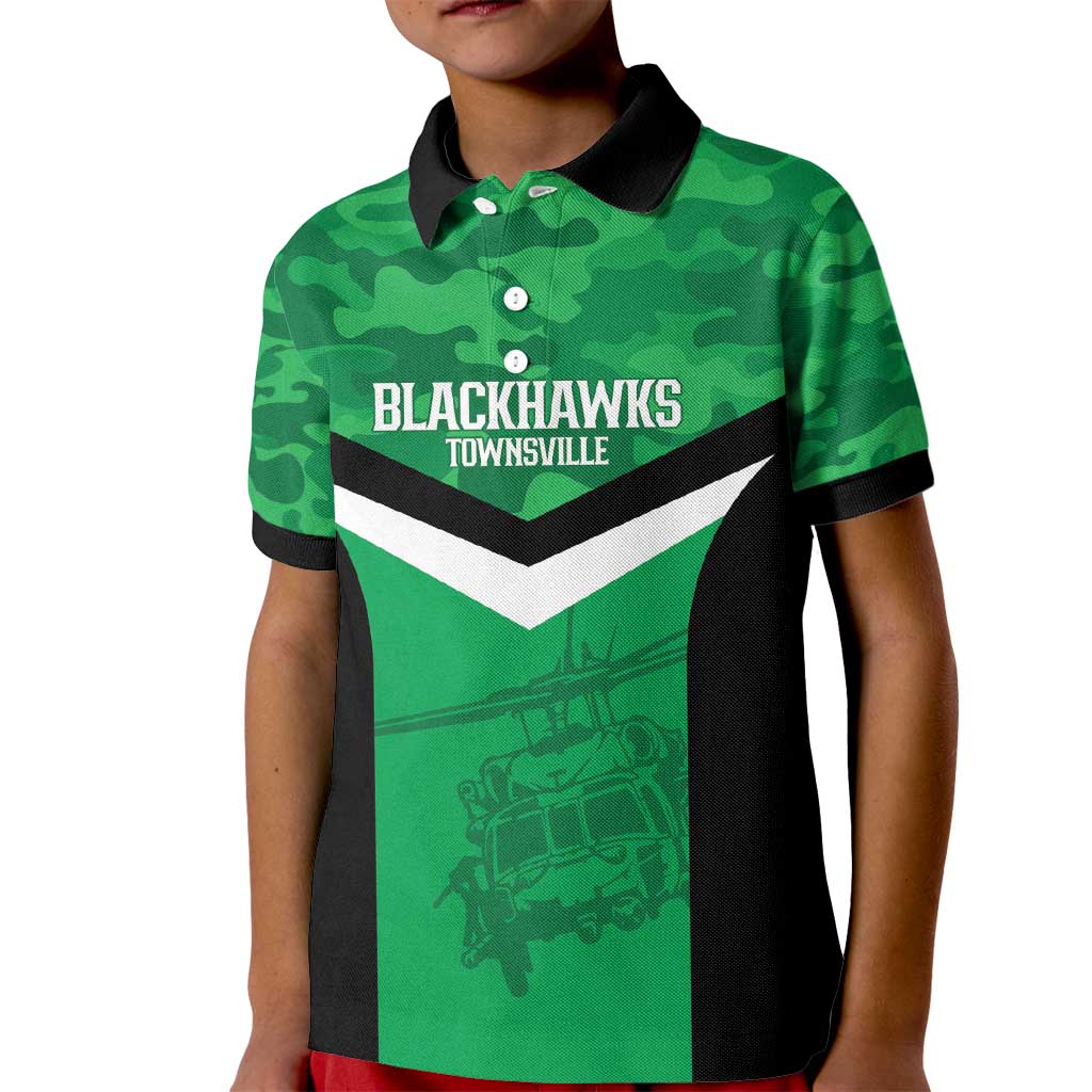 Townsville Rugby Custom Kid Polo Shirt Go Blackhawks Camouflage Pattern - Aussie Hoodie