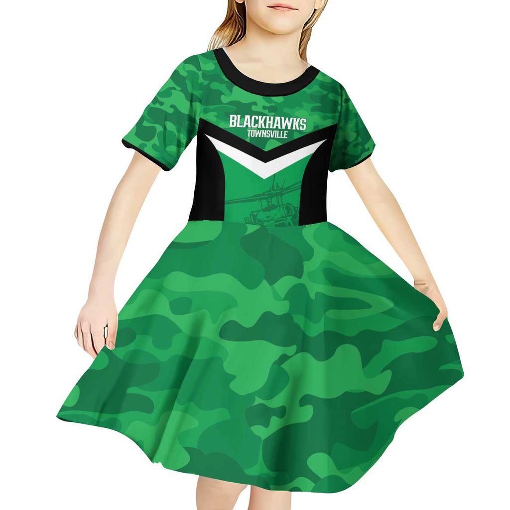 Townsville Rugby Custom Kid Short Sleeve Dress Go Blackhawks Camouflage Pattern - Aussie Hoodie