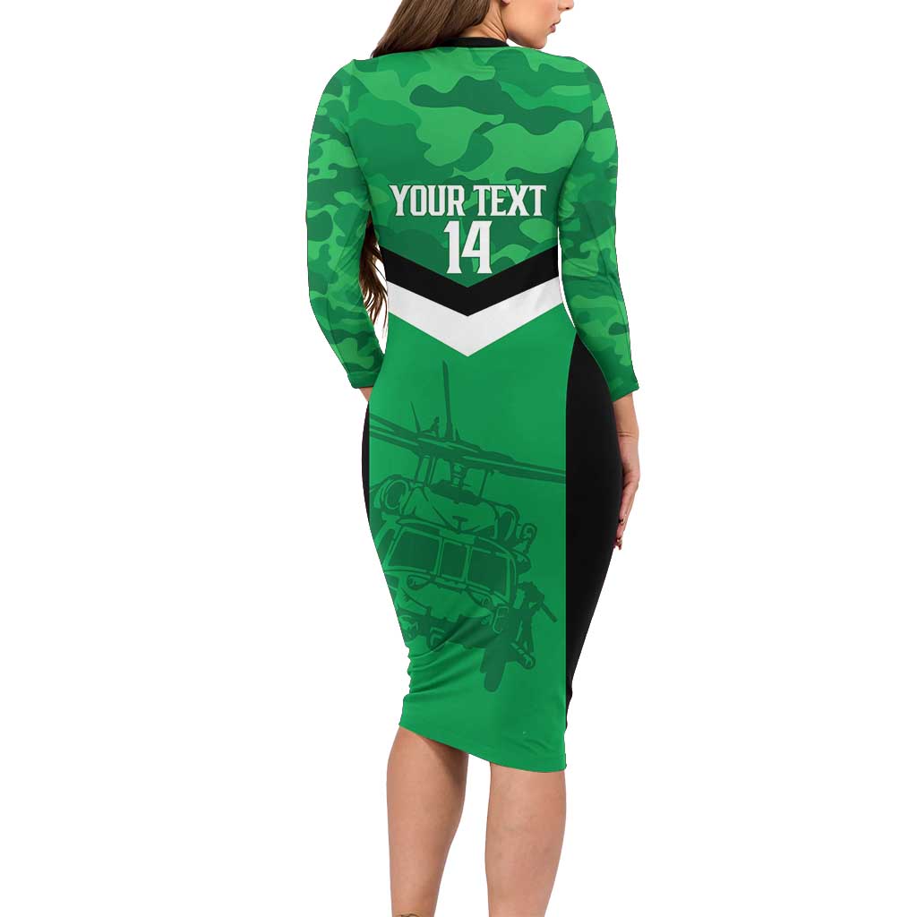 Townsville Rugby Custom Long Sleeve Bodycon Dress Go Blackhawks Camouflage Pattern - Aussie Hoodie