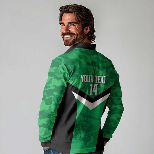 Townsville Rugby Custom Long Sleeve Polo Shirt Go Blackhawks Camouflage Pattern - Aussie Hoodie