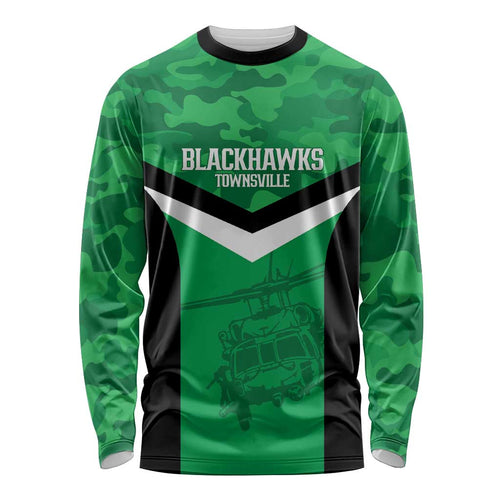 Townsville Rugby Custom Long Sleeve Shirt Go Blackhawks Camouflage Pattern - Aussie Hoodie