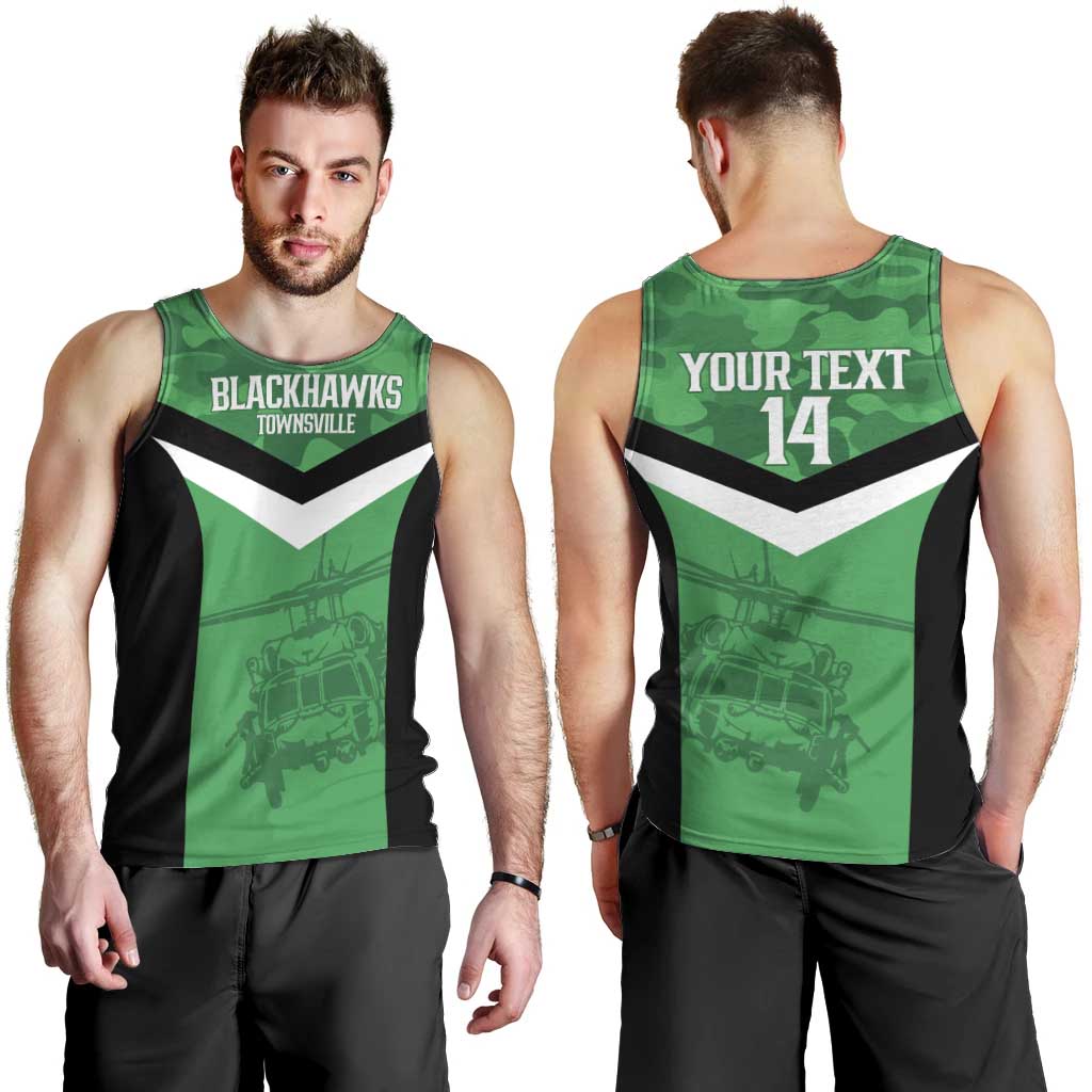 Townsville Rugby Custom Men Tank Top Go Blackhawks Camouflage Pattern - Aussie Hoodie