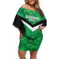 Townsville Rugby Custom Off Shoulder Short Dress Go Blackhawks Camouflage Pattern - Aussie Hoodie