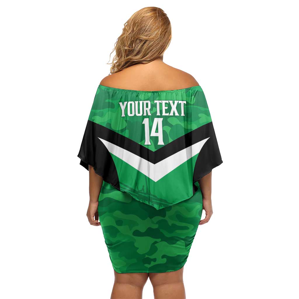 Townsville Rugby Custom Off Shoulder Short Dress Go Blackhawks Camouflage Pattern - Aussie Hoodie