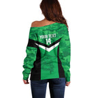 Townsville Rugby Custom Off Shoulder Sweater Go Blackhawks Camouflage Pattern - Aussie Hoodie