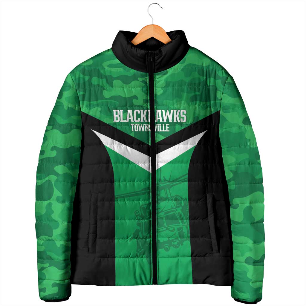 Townsville Rugby Custom Padded Jacket Go Blackhawks Camouflage Pattern - Aussie Hoodie