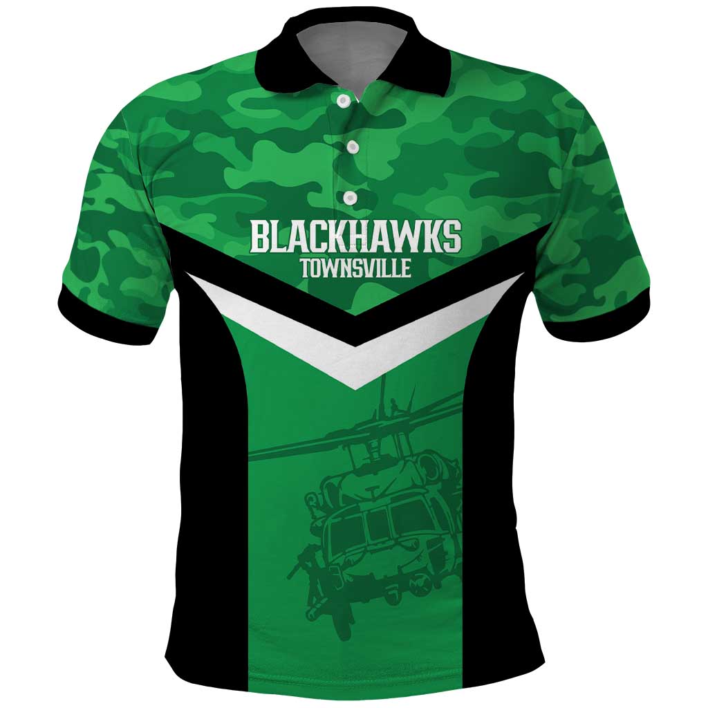 Townsville Rugby Custom Polo Shirt Go Blackhawks Camouflage Pattern - Aussie Hoodie
