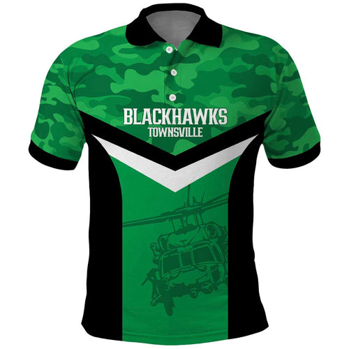Townsville Rugby Custom Polo Shirt Go Blackhawks Camouflage Pattern - Aussie Hoodie