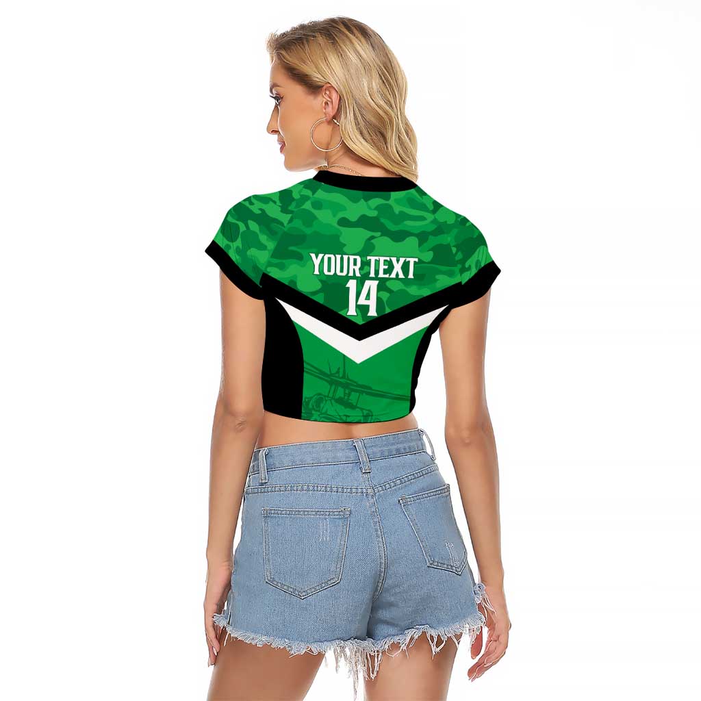 Townsville Rugby Custom Raglan Cropped T Shirt Go Blackhawks Camouflage Pattern - Aussie Hoodie