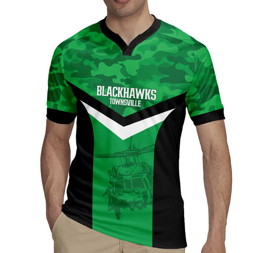 Townsville Rugby Custom Rugby Jersey Go Blackhawks Camouflage Pattern - Aussie Hoodie