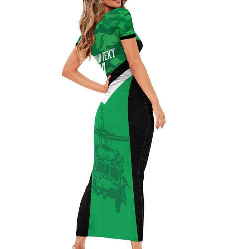 Townsville Rugby Custom Short Sleeve Bodycon Dress Go Blackhawks Camouflage Pattern - Aussie Hoodie