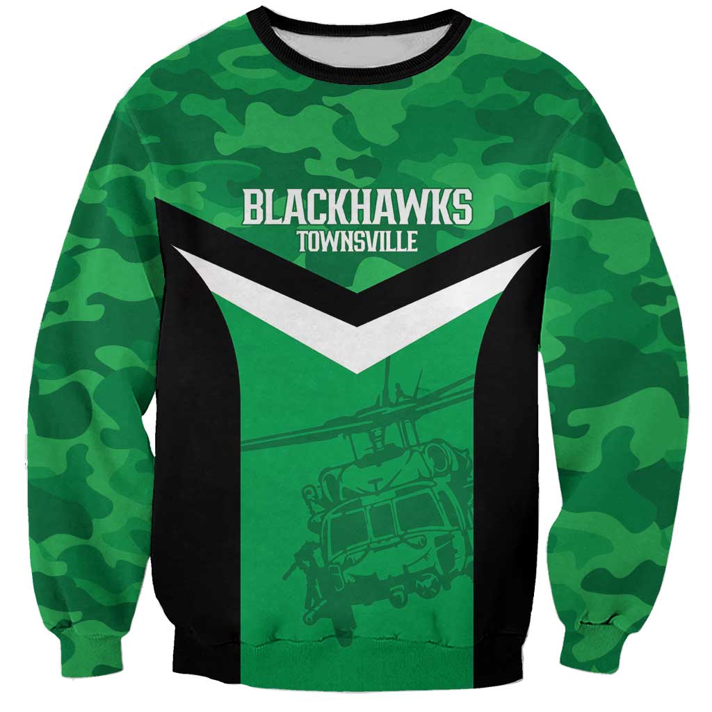 Townsville Rugby Custom Sweatshirt Go Blackhawks Camouflage Pattern - Aussie Hoodie