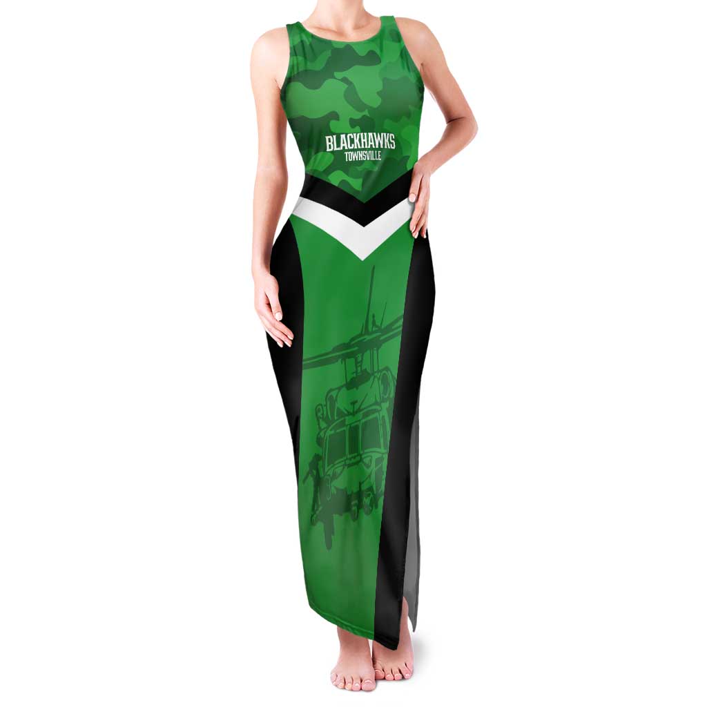 Townsville Rugby Custom Tank Maxi Dress Go Blackhawks Camouflage Pattern - Aussie Hoodie