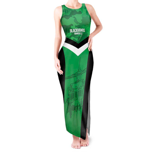 Townsville Rugby Custom Tank Maxi Dress Go Blackhawks Camouflage Pattern - Aussie Hoodie