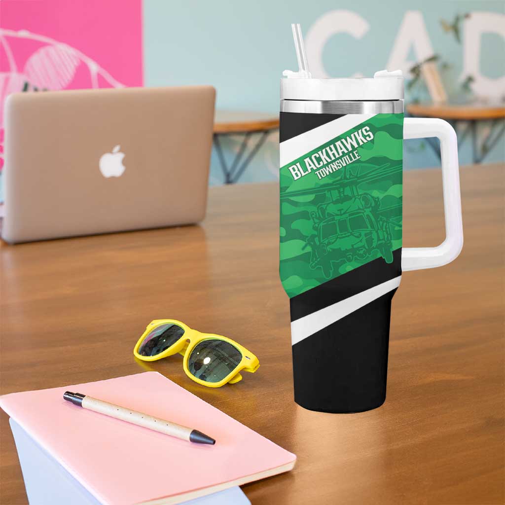 Townsville Rugby Custom Tumbler With Handle Go Blackhawks Camouflage Pattern - Aussie Hoodie