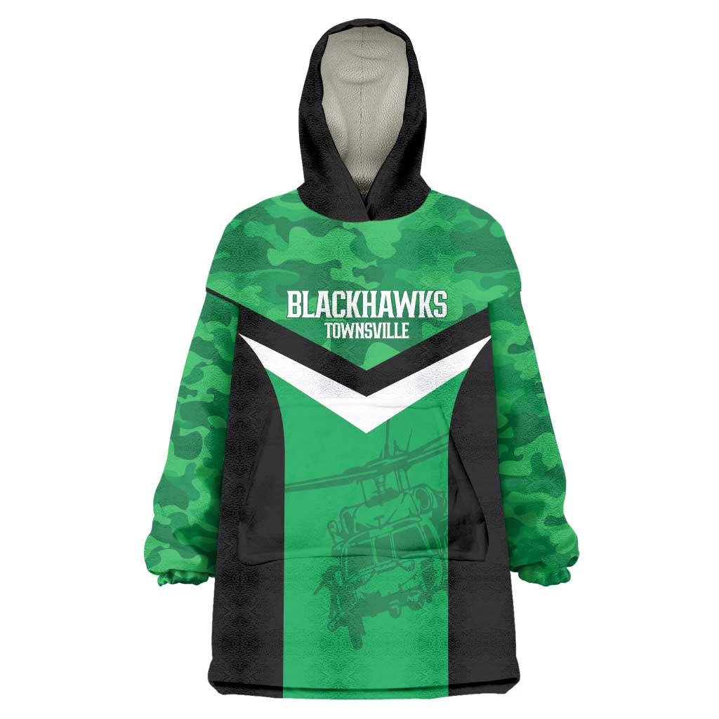 Townsville Rugby Custom Wearable Blanket Hoodie Go Blackhawks Camouflage Pattern - Aussie Hoodie