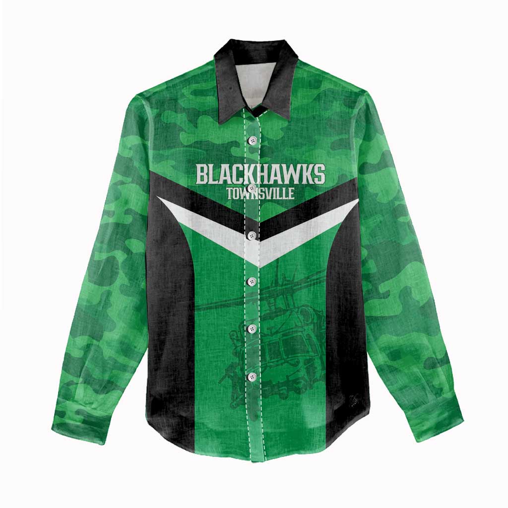 Townsville Rugby Custom Women Casual Shirt Go Blackhawks Camouflage Pattern - Aussie Hoodie