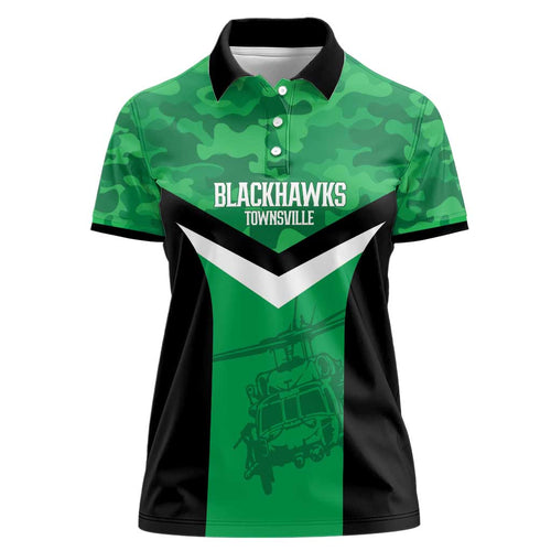 Townsville Rugby Custom Women Polo Shirt Go Blackhawks Camouflage Pattern - Aussie Hoodie