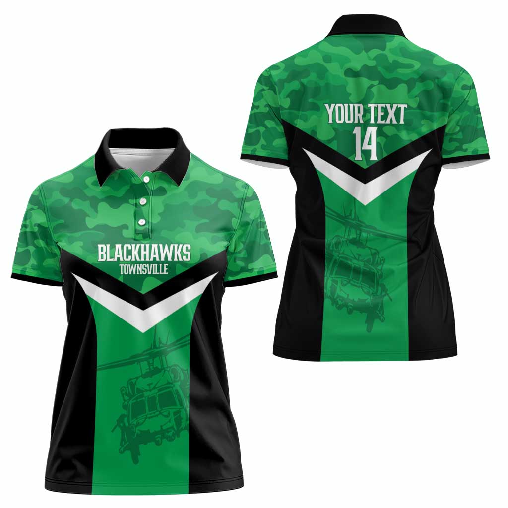 Townsville Rugby Custom Women Polo Shirt Go Blackhawks Camouflage Pattern - Aussie Hoodie