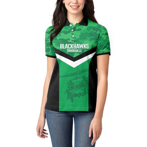 Townsville Rugby Custom Women Polo Shirt Go Blackhawks Camouflage Pattern - Aussie Hoodie