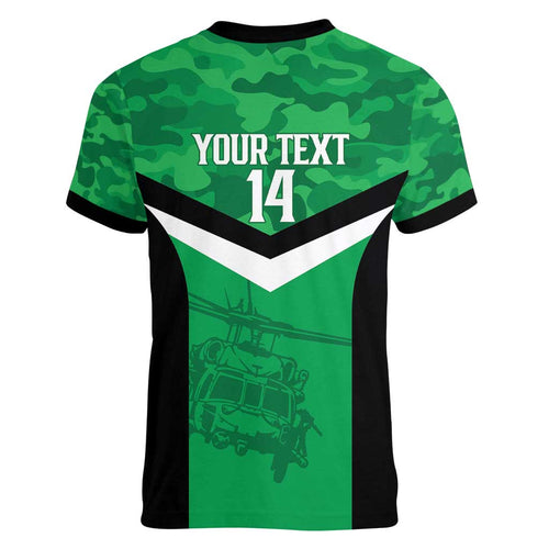 Townsville Rugby Custom Women V-Neck T-Shirt Go Blackhawks Camouflage Pattern - Aussie Hoodie