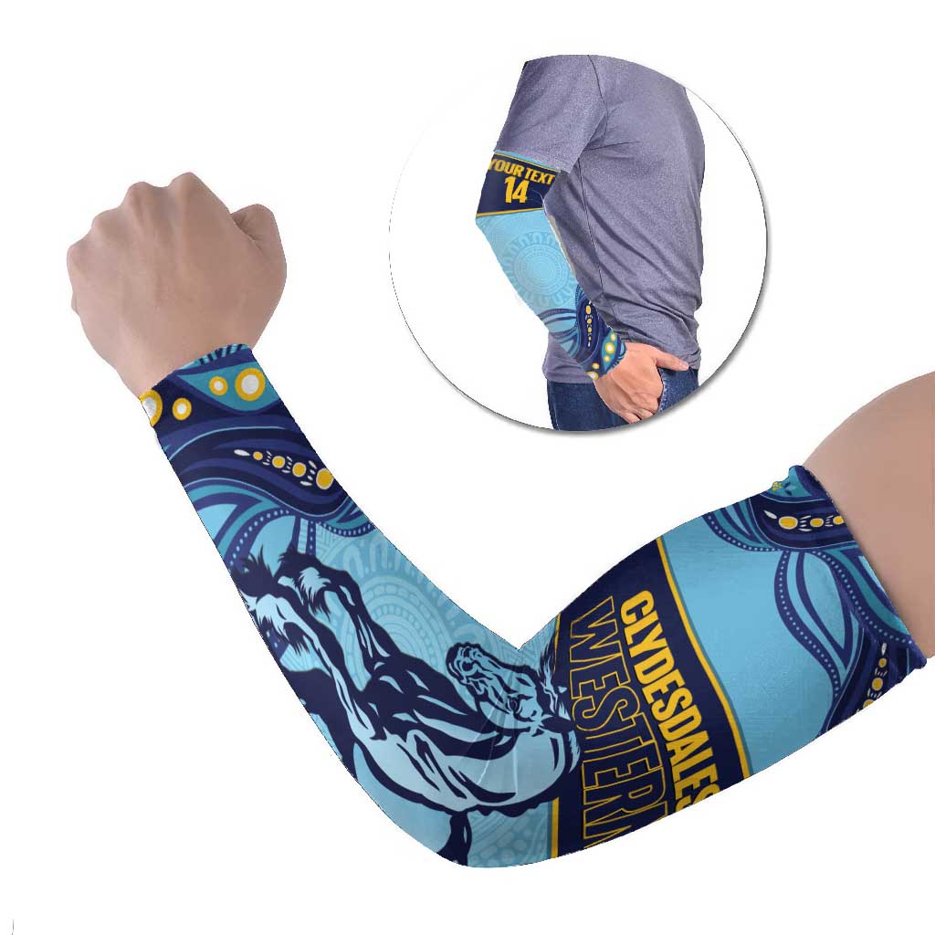 Toowoomba Rugby Custom Arm Sleeves Go Clydesdales Aboriginal Art - Aussie Hoodie