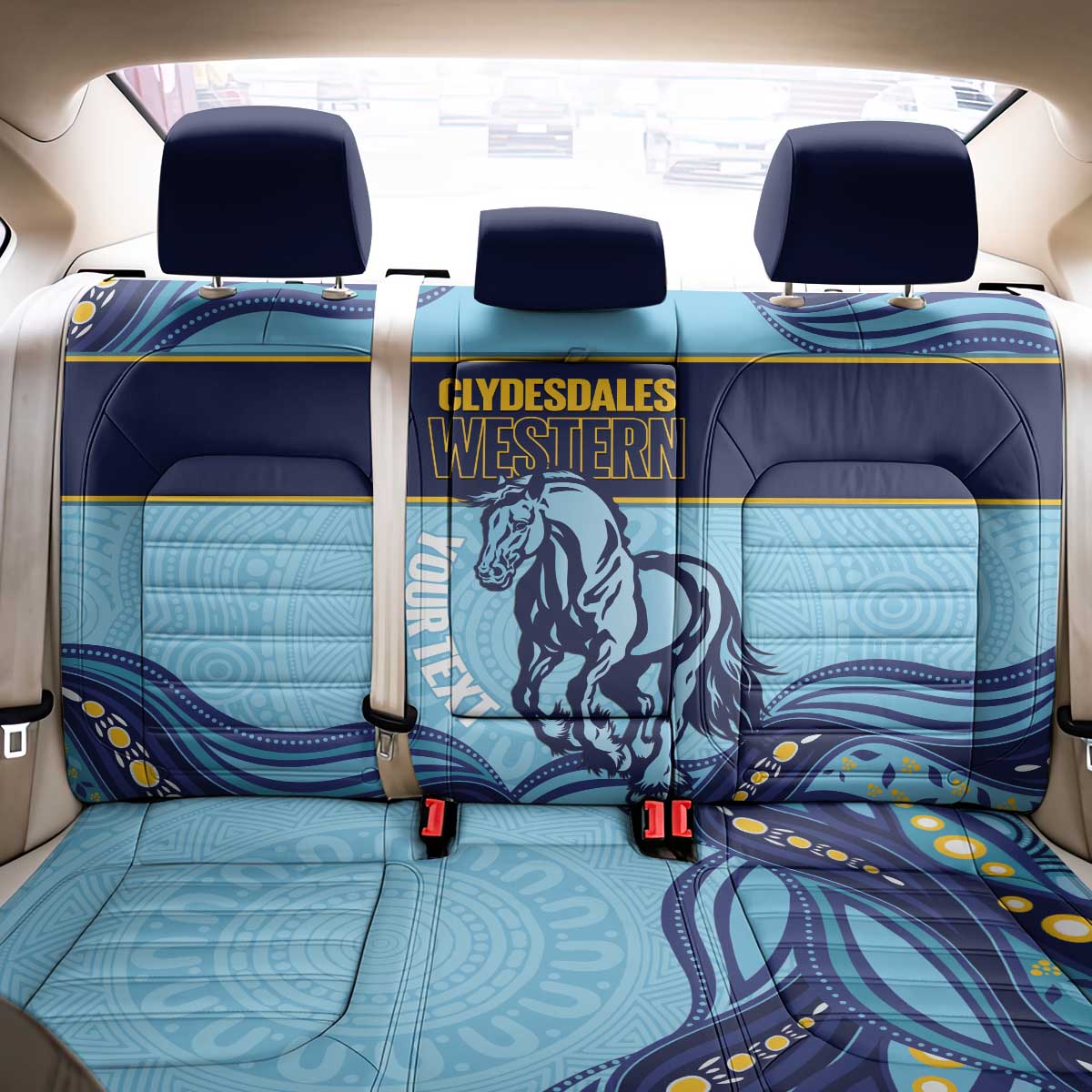 Toowoomba Rugby Custom Back Car Seat Cover Go Clydesdales Aboriginal Art - Aussie Hoodie
