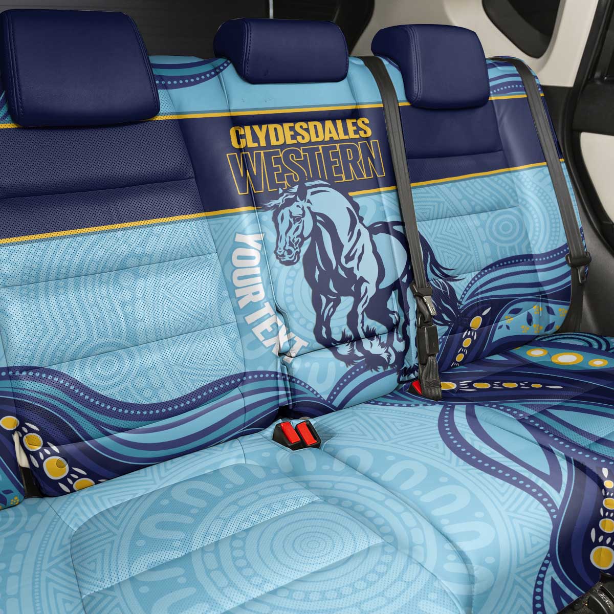 Toowoomba Rugby Custom Back Car Seat Cover Go Clydesdales Aboriginal Art - Aussie Hoodie