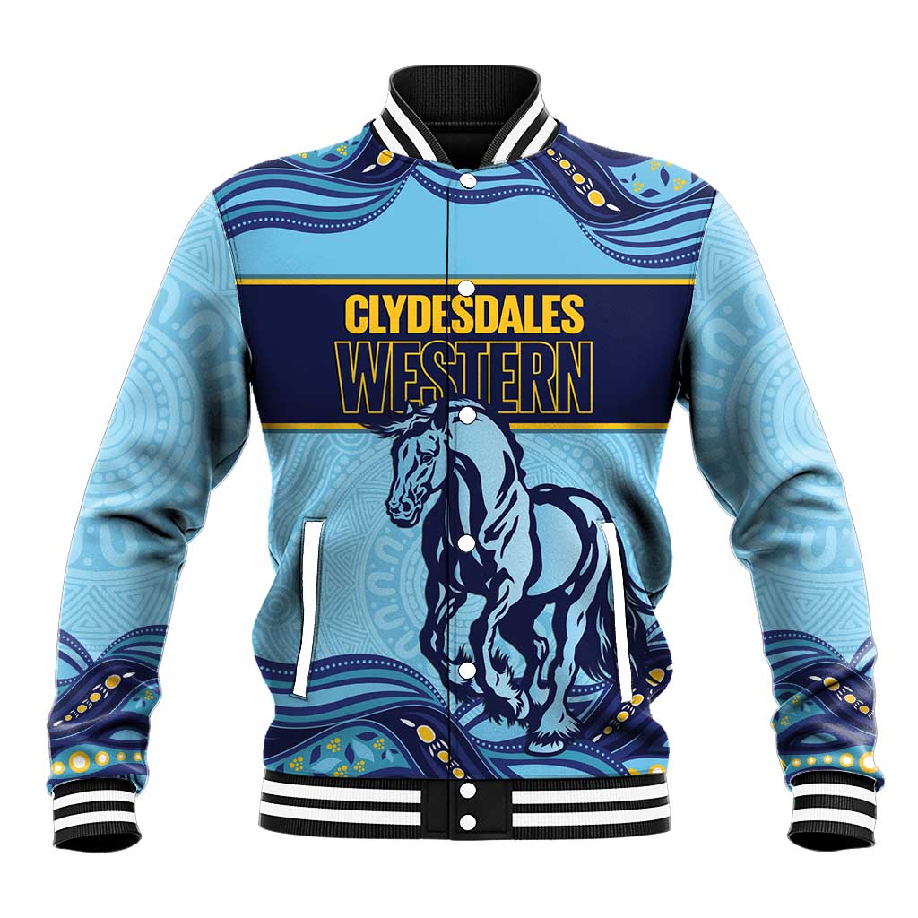 Toowoomba Rugby Custom Baseball Jacket Go Clydesdales Aboriginal Art - Aussie Hoodie