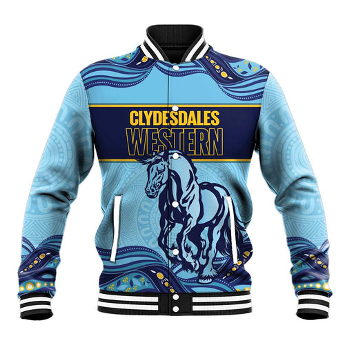 Toowoomba Rugby Custom Baseball Jacket Go Clydesdales Aboriginal Art - Aussie Hoodie