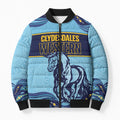 Toowoomba Rugby Custom Bomber Puffer Jacket Go Clydesdales Aboriginal Art - Aussie Hoodie