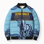 Toowoomba Rugby Custom Bomber Puffer Jacket Go Clydesdales Aboriginal Art - Aussie Hoodie