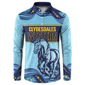 Toowoomba Rugby Custom Button Sweatshirt Go Clydesdales Aboriginal Art - Aussie Hoodie